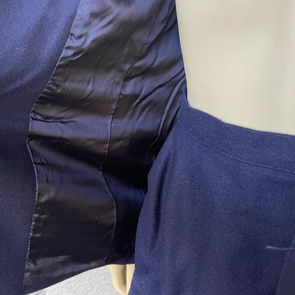 Jason Prescott 100% Wool Navy Blue Skirt Suit - Picture 10 of 11